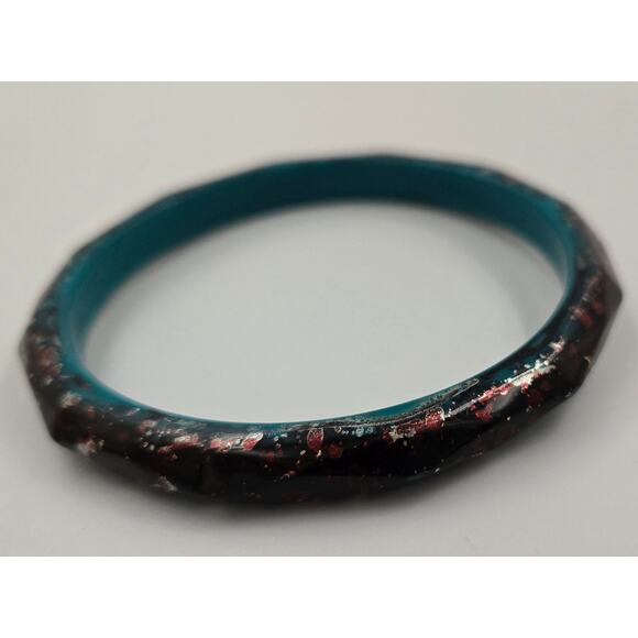 Retro Style Confetti Bracelet with an Aqua Color Inside - Picture 9 of 10